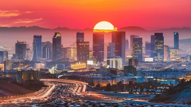 Skyline of tehran at sunset