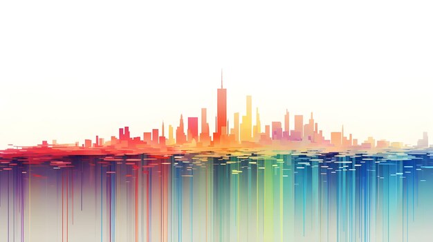 Skyline of United States of America in Psychedelic style illustration design