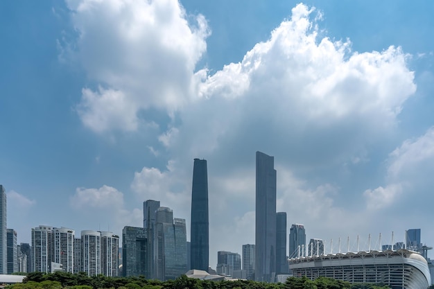 Skyline городского архитектурного ландшафта в Гуанчжоу