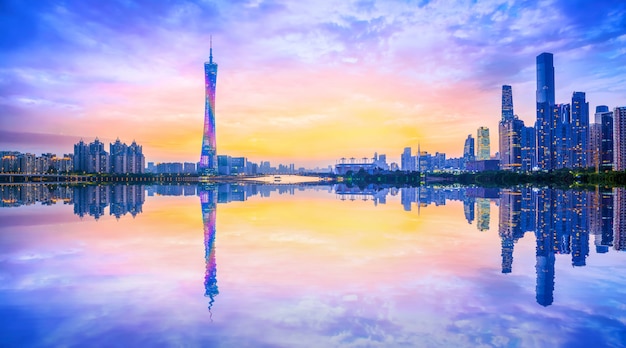 Skyline городского архитектурного ландшафта в Гуанчжоу