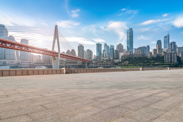 Skyline of urban roads and urban buildings