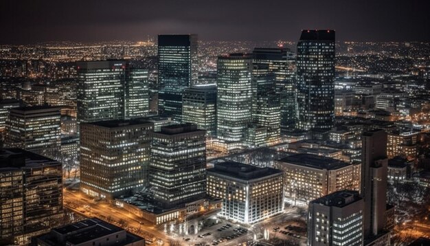 skyline van de stad stad bij nacht stad generatieve AI