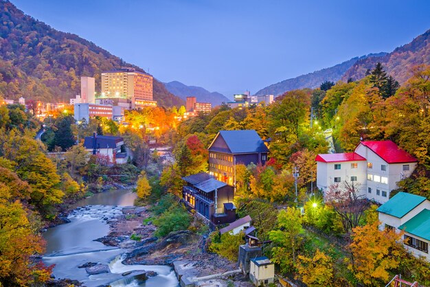 Foto skyline van jozankei japan town