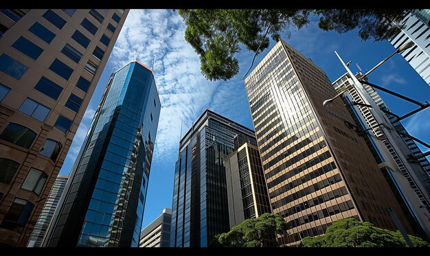 Skyline View of a Business District with Several Office Buildings