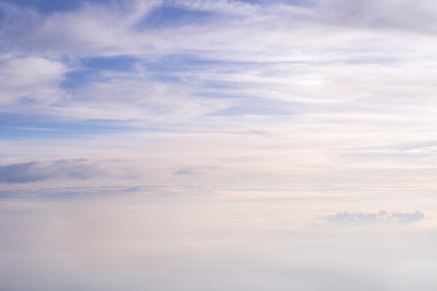 Skyline View above the Clouds from Airplane