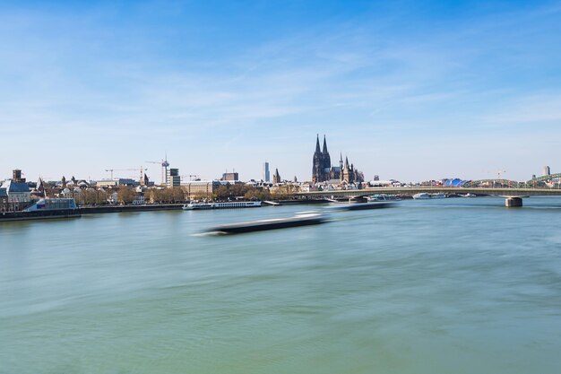 A skyline view of cologne city in germany at spring. Taken outside with a 5D mark III.