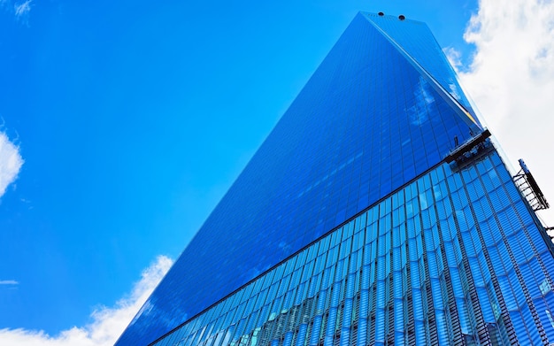 Skyline with Skyscrapers in Financial Center at Lower Manhattan, New York City, America. USA. American architecture building. Panorama of Metropolis NYC. Metropolitan Cityscape