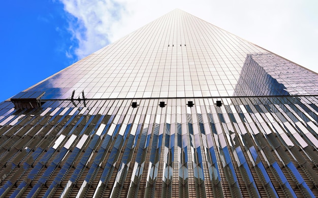 Skyline with Skyscrapers in Financial Center at Lower Manhattan, New York City, America. USA. American architecture building. Panorama of Metropolis NYC. Metropolitan Cityscape