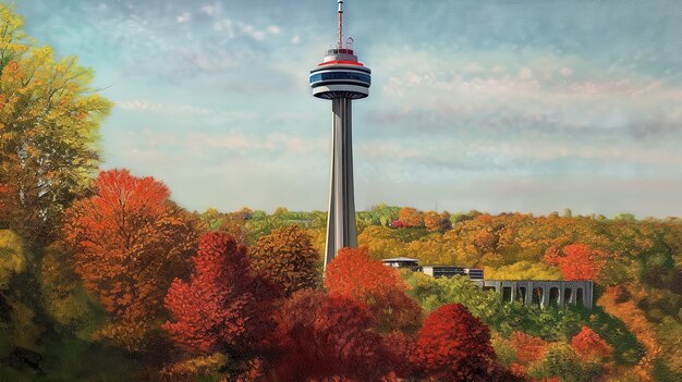 Skylon Tower heldere kleur Generatieve Ai