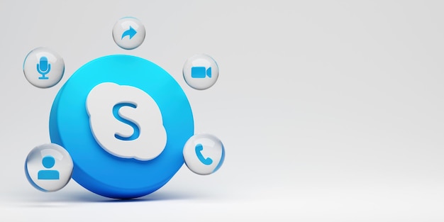 Sfondo del logo dell'applicazione di rendering 3d skype piattaforma di social media youtube