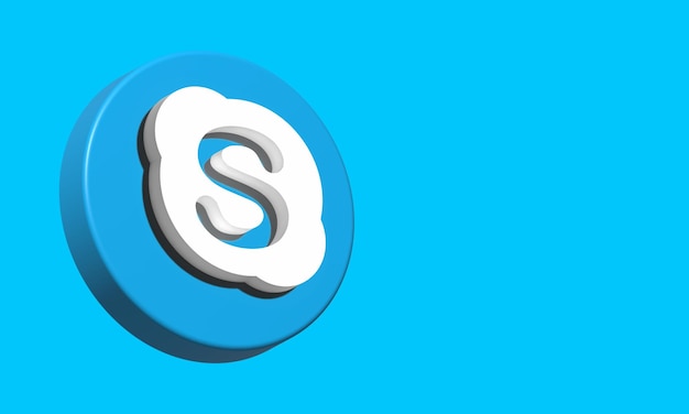 Skype Circle Button Icon 3D Elegant Template Blank Space