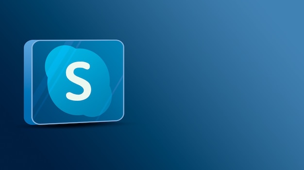 Foto logo skype su una piattaforma di vetro 3d