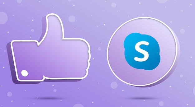 Skype-logo met duimen omhoog als pictogram 3d