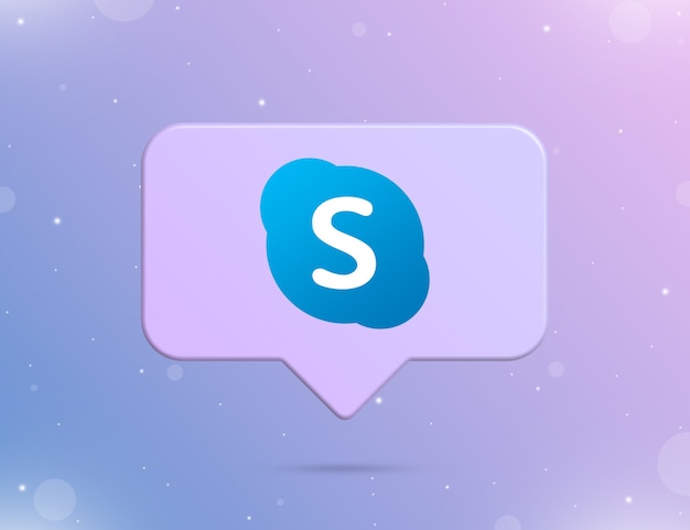 Photo skype logo on the notification icon 3d