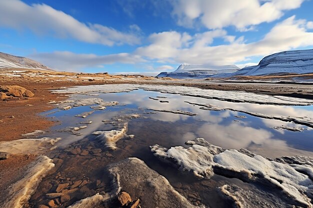 Skys Reflection on Icy Tundra