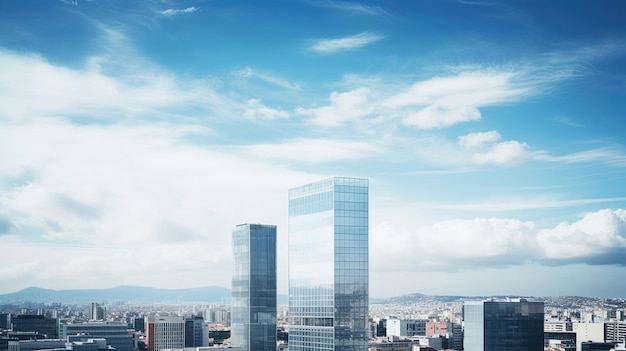 Skyscape группы современных офисных зданий в городе Барселона