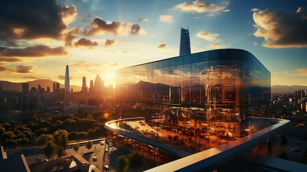 Skyscape of a Group of Modern Office Buildings