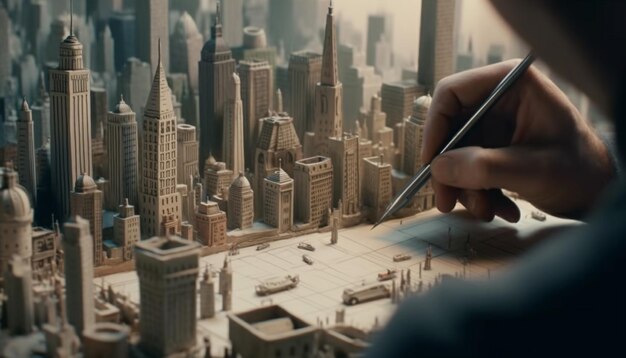 skyscraper architecture cityscape men working business built structure building exterior generated by artificial intelligence