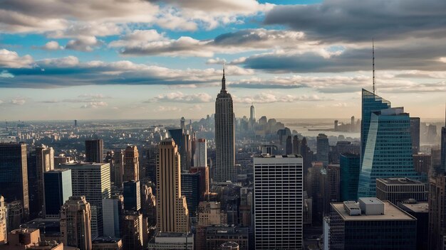 Skyscraper and cloudy sky