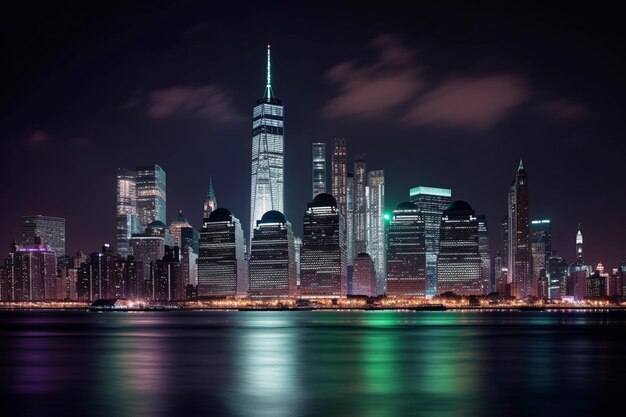 Небоскреб Нью-Йорка ночью