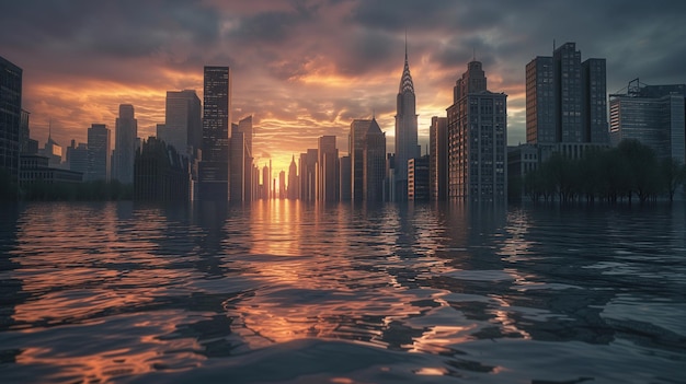 skyscrapers are now partially or fully submerged underwater a stark reminder of the ongoing impact of climate change Global warming concept