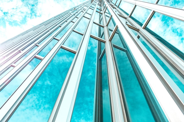 Skyscrapers from a low angle view in modern city of taiwan