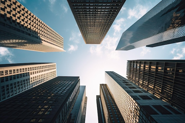 Skyscrapers Looking Up Photo Gazing Toward the Sky Between 5 Towering Buildings