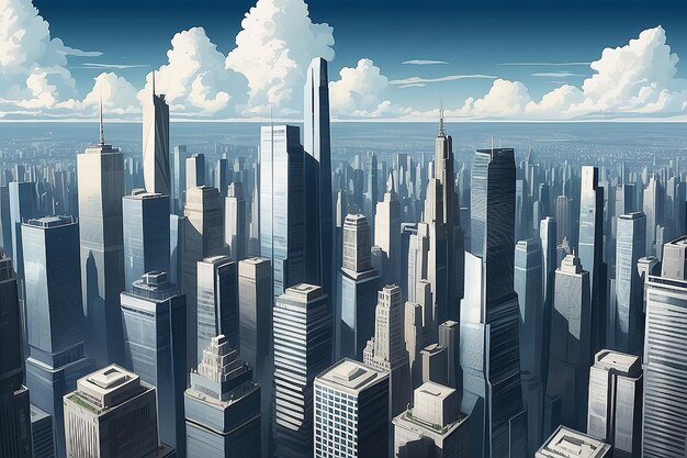 skyscrapers of the metropolis under the sky with clouds cityscape urban wallpaper vector image