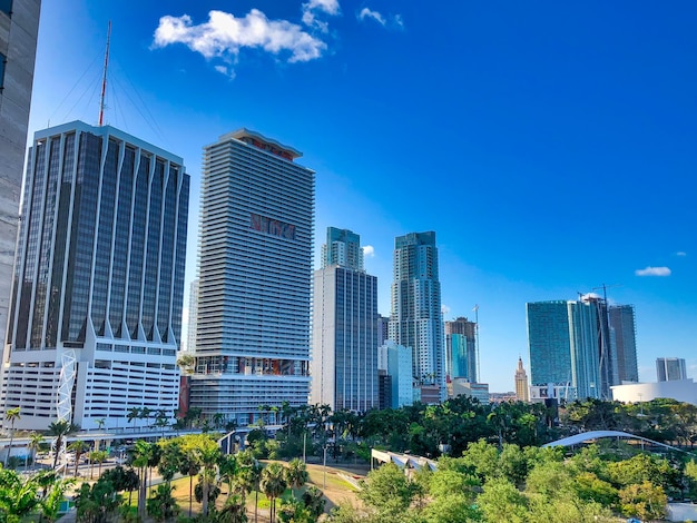 Skyscrapers of Miami and Bayfront Park in Florida the USA