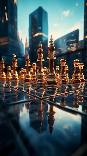 Skyscrapers surround chess pieces, born from Generative AIs brilliance  Vertical Mobile Wallpaper AI Generated 29296411 Stock Photo at Vecteezy