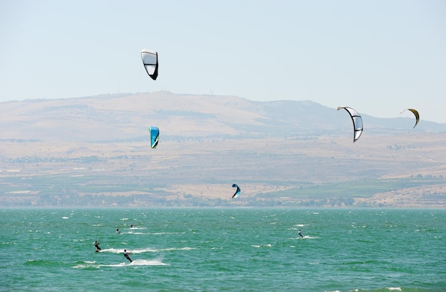 Skysurfing on lake Kinneret