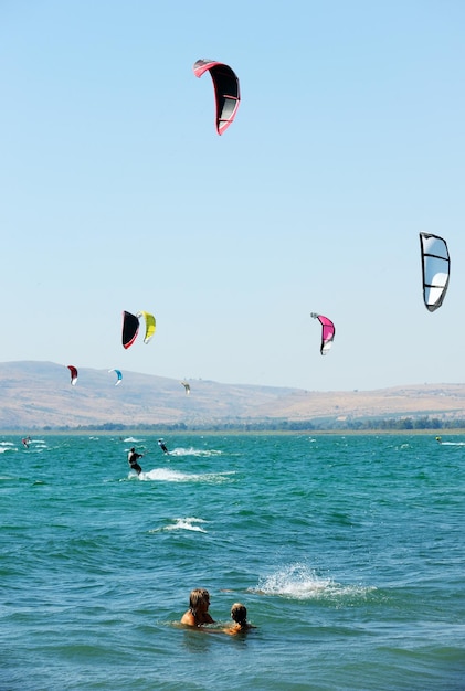 Skysurfing on lake Kinneret