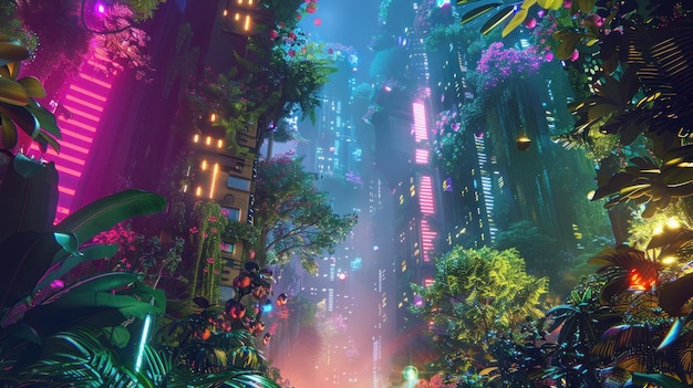 Skyward gardens in neon jungles