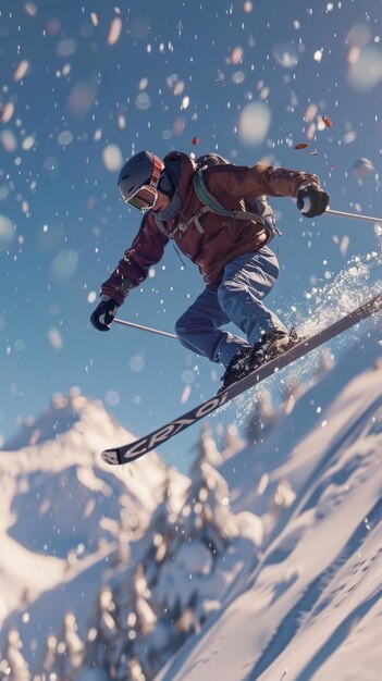 Photo skyward leap the midair majesty of a mountain skier