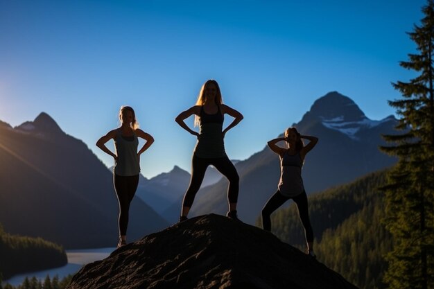 Foto skyward serenity outdoor yoga tranquil heights yoga e fitness