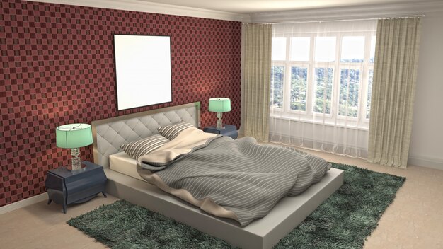 Slaapkamer interieur illustratie concept