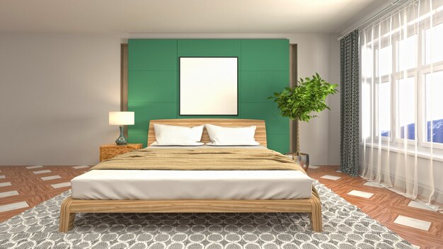 Slaapkamer interieur illustratie concept