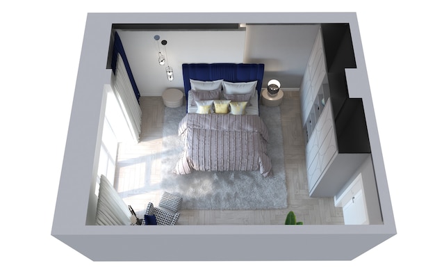 slaapkamer interieur visualisatie 3D illustratie cg render