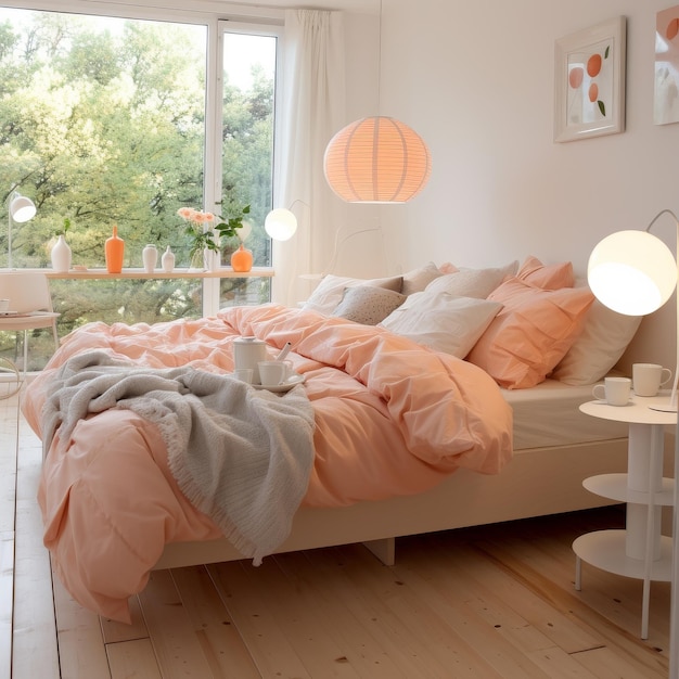 Slaapkamer met bed en raam