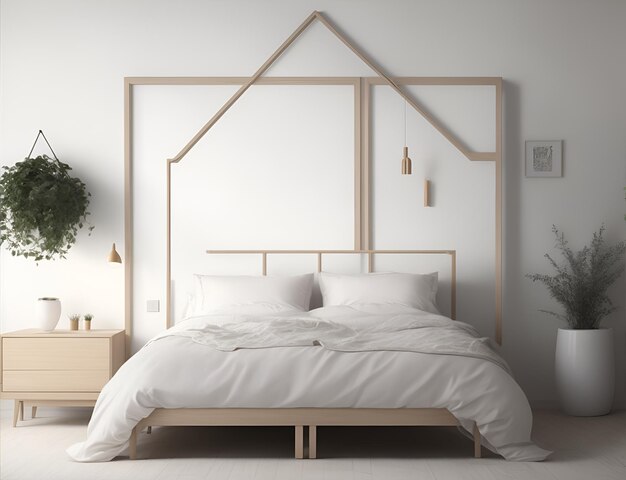 Slaapkamer met frame mock-up