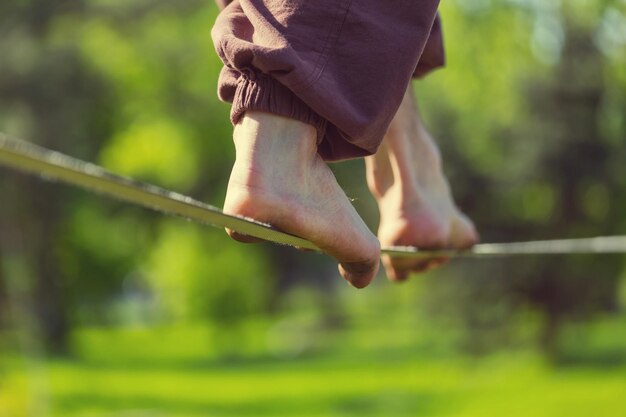 Slacklining is a practice in balance