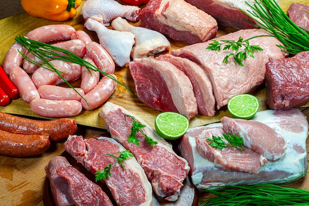 Slager, rauw vlees, vlees, picanha, varkensvlees, worst, kip
