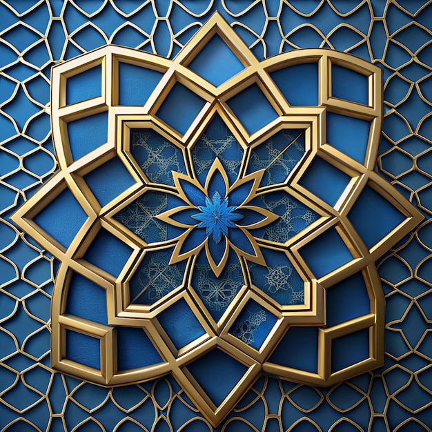 slamic pattern black blue gold background