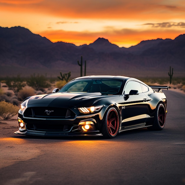 slammed Ford Mustang S550 AI generated art