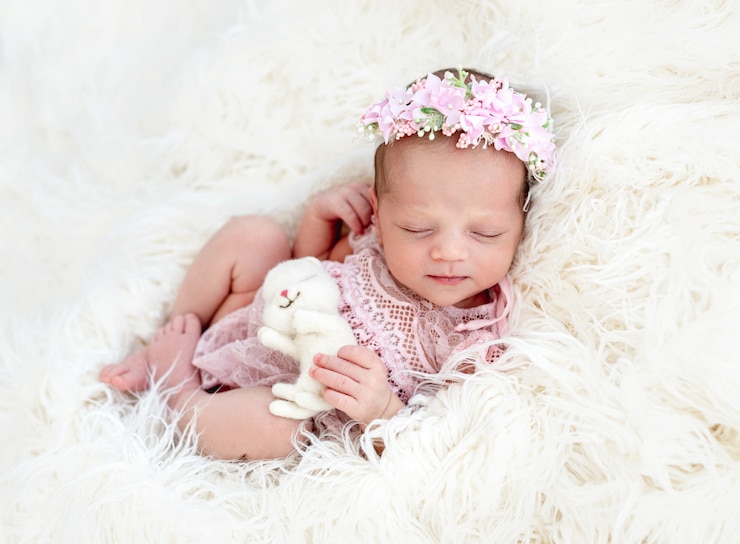 Foto slapen pasgeboren babymeisje
