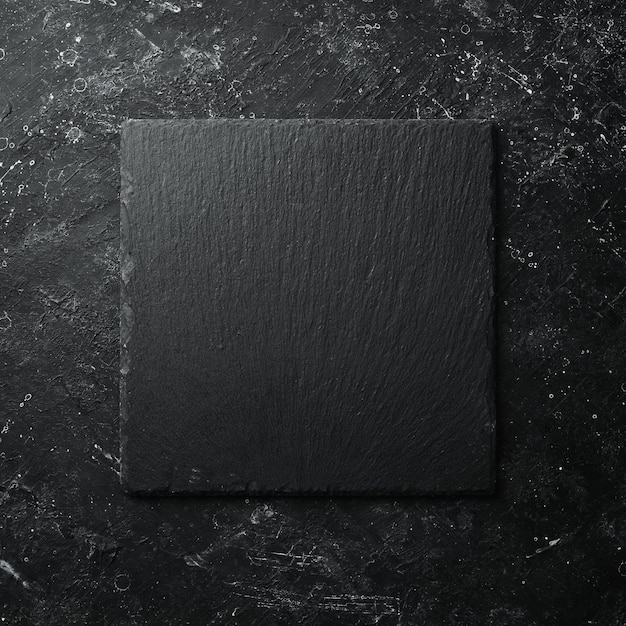 Slate black stone plate Top view Free copy space