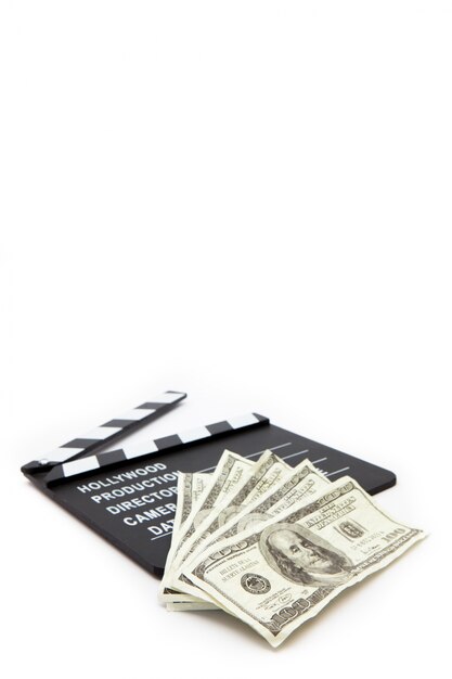 Photo slate and money lying