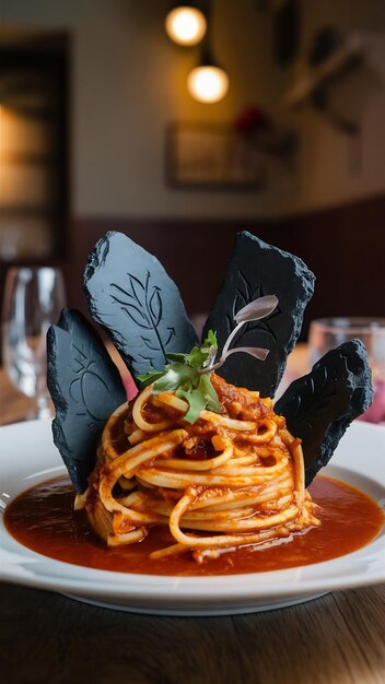 Foto decorazione di ardesia e pasta