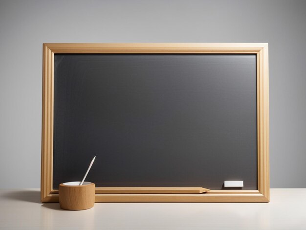 Slate of Potential Isolated Blank Blackboard in Wooden Frame