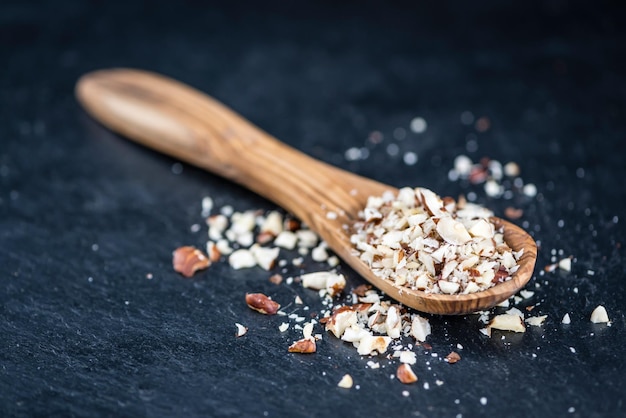 Slate slab with minced Hazelnuts